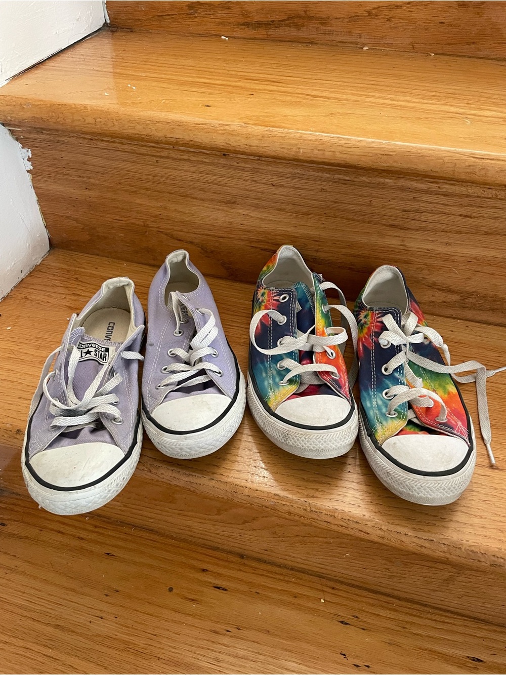 Converse Kids Low Top Canvas Sneakers - Lavender & Rainbow Tie-Dye